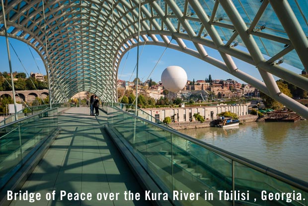 Bridge of Peace over the Kura River in Tbilisi, Georgia