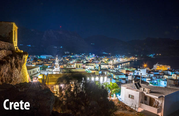 Crete coast at night