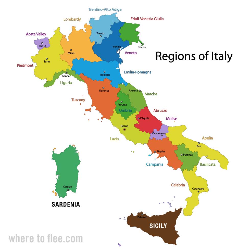 Region Map of Italy